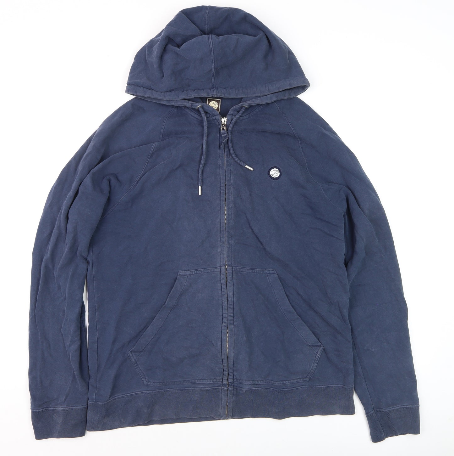 Pretty Green Men's Blue Full Zip Hoodie Size L Cotton Sweatshirt