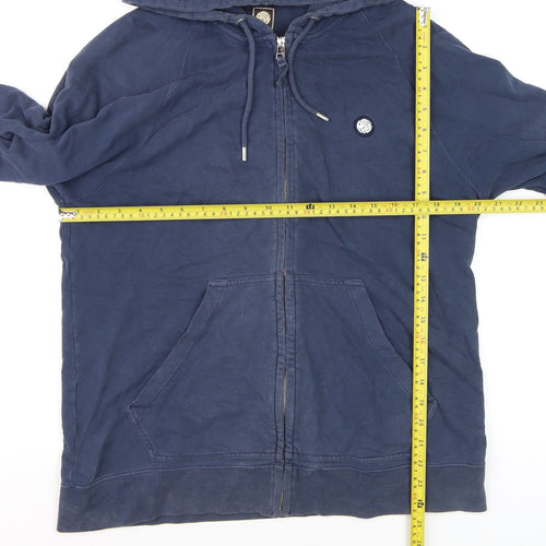 Pretty Green Men's Blue Full Zip Hoodie Size L Cotton Sweatshirt