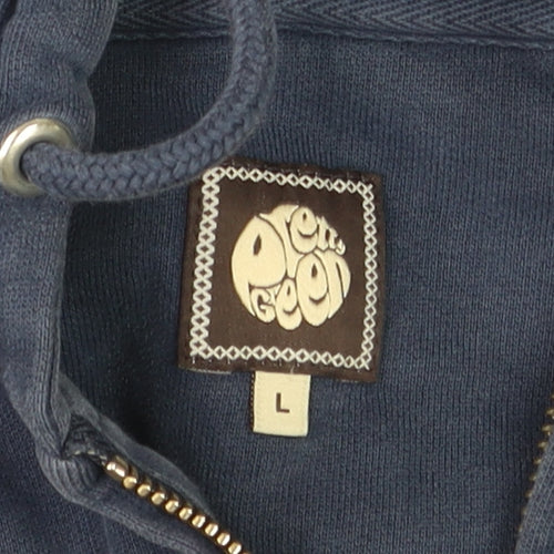 Pretty Green Men's Blue Full Zip Hoodie Size L Cotton Sweatshirt