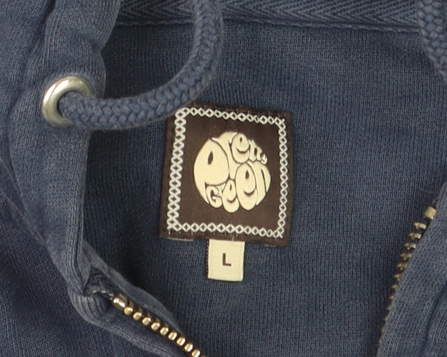Pretty Green Men's Blue Full Zip Hoodie Size L Cotton Sweatshirt