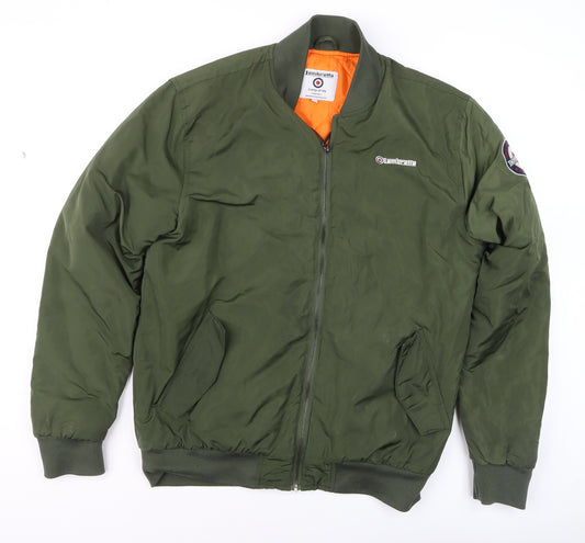 Lambretta Men's Green Bomber Jacket L Polyester Retro Style