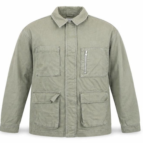 Topshop Men’s Green Military Jacket M 40in Cotton Twill Full Zip Casual