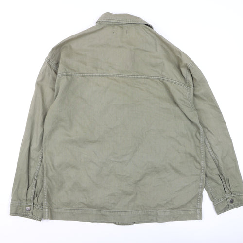 Topshop Men’s Green Military Jacket M 40in Cotton Twill Full Zip Casual