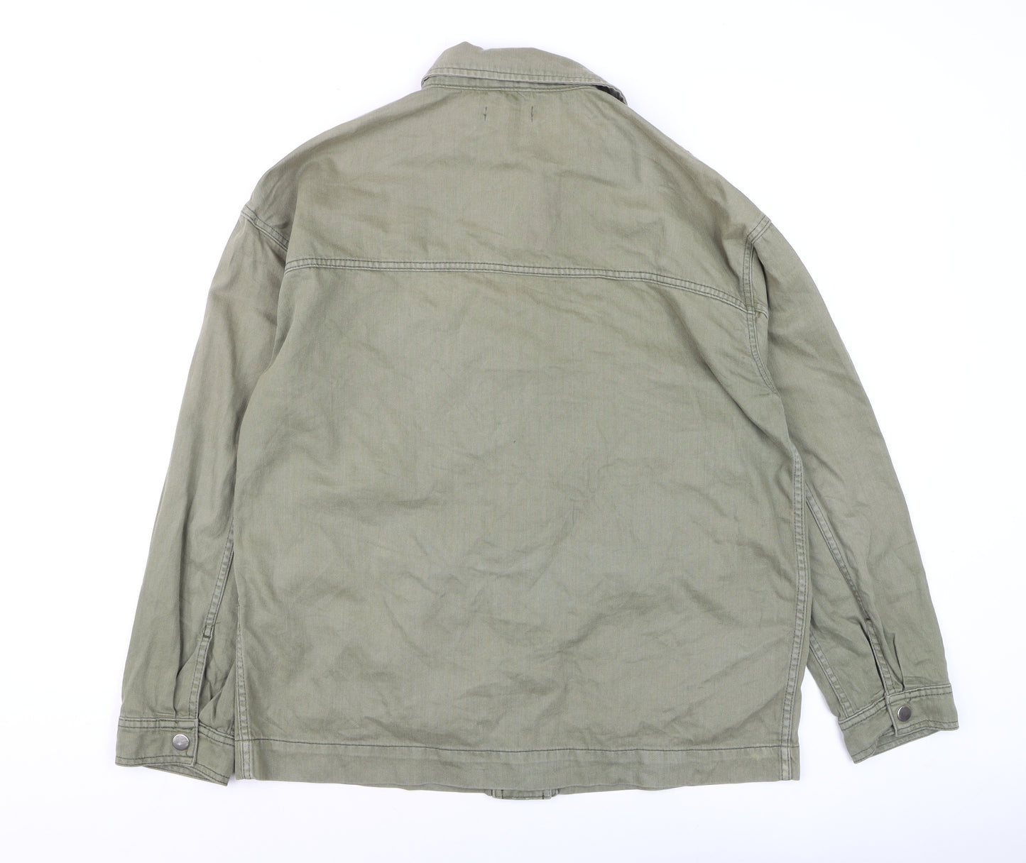 Topshop Men’s Green Military Jacket M 40in Cotton Twill Full Zip Casual