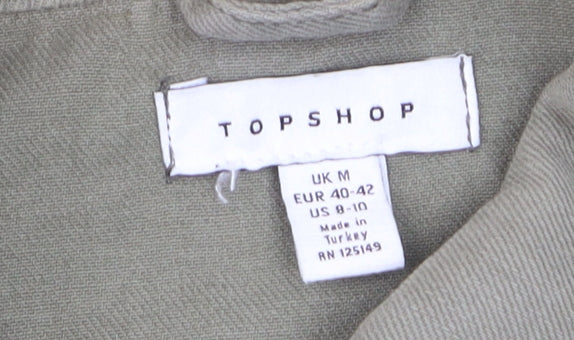 Topshop Men’s Green Military Jacket M 40in Cotton Twill Full Zip Casual