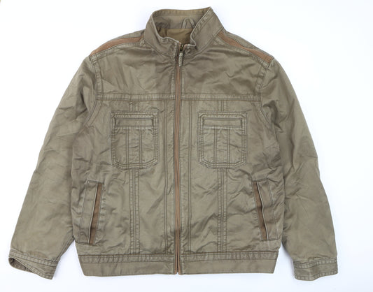 Marks and Spencer Men’s Brown XL Cotton Zip-Up Casual Jacket