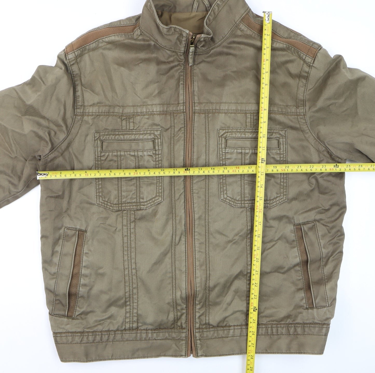 Marks and Spencer Men’s Brown XL Cotton Zip-Up Casual Jacket