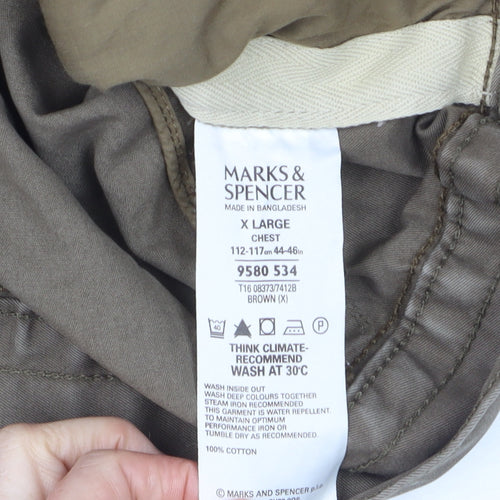 Marks and Spencer Men’s Brown XL Cotton Zip-Up Casual Jacket