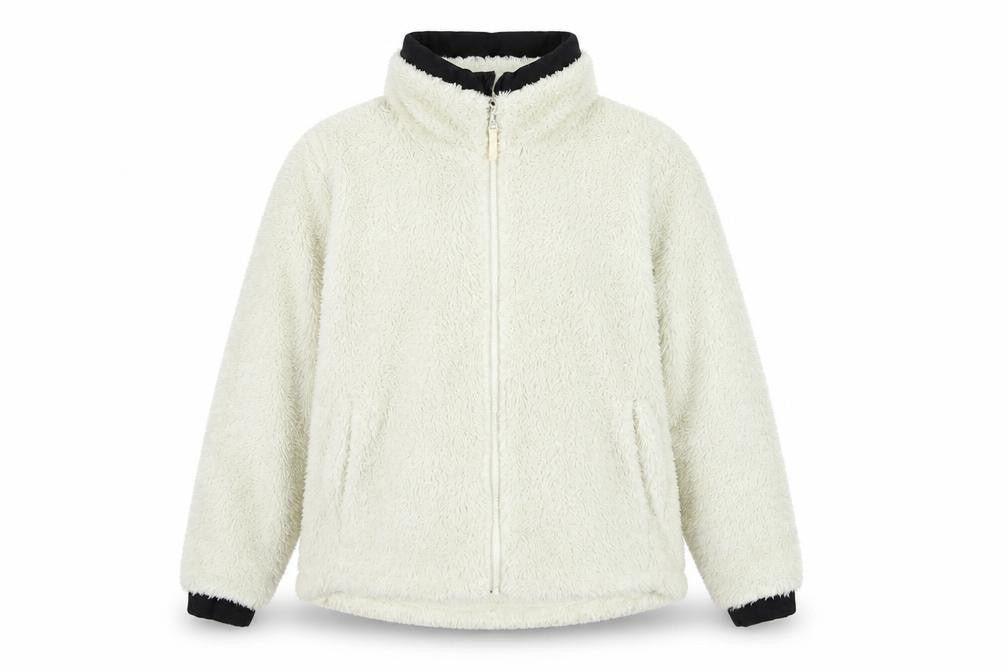 Front view of Helly Hansen women’s ivory fleece full zip jacket m regular fit