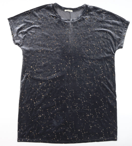 Glamorous Women’s Black Velvet Star Print T-Shirt Size M
