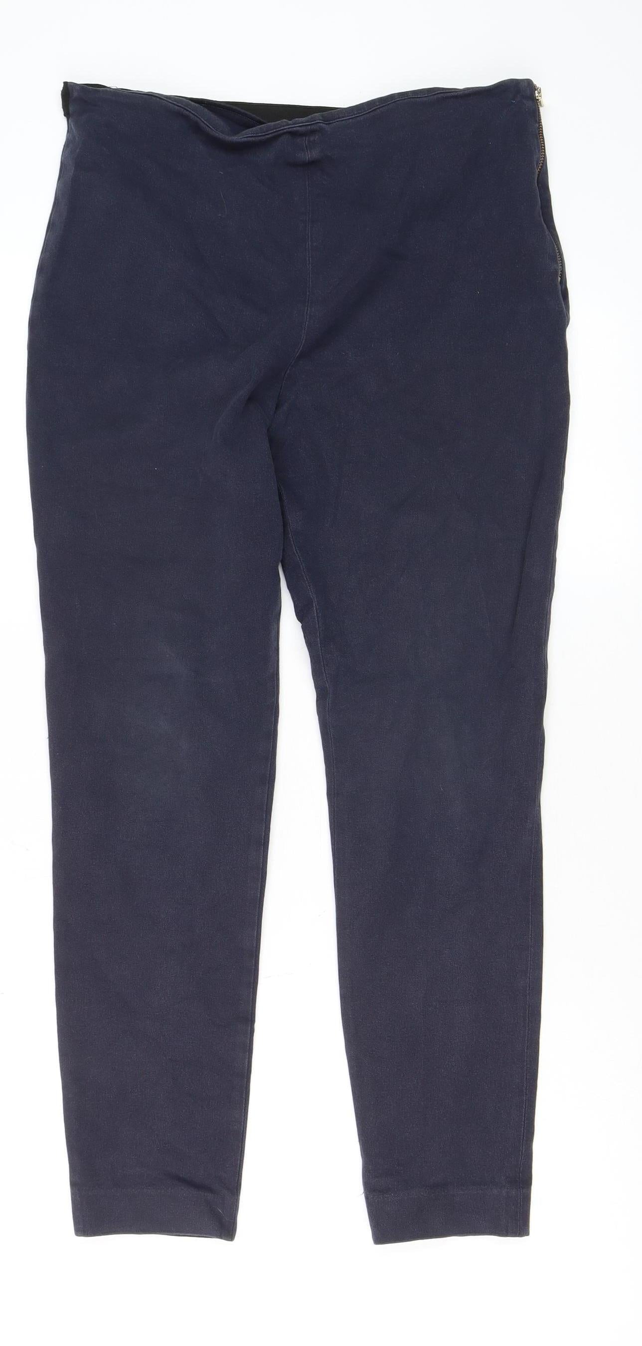 French Connection Women’s Blue Stretch High Rise Zip Leggings Size 12