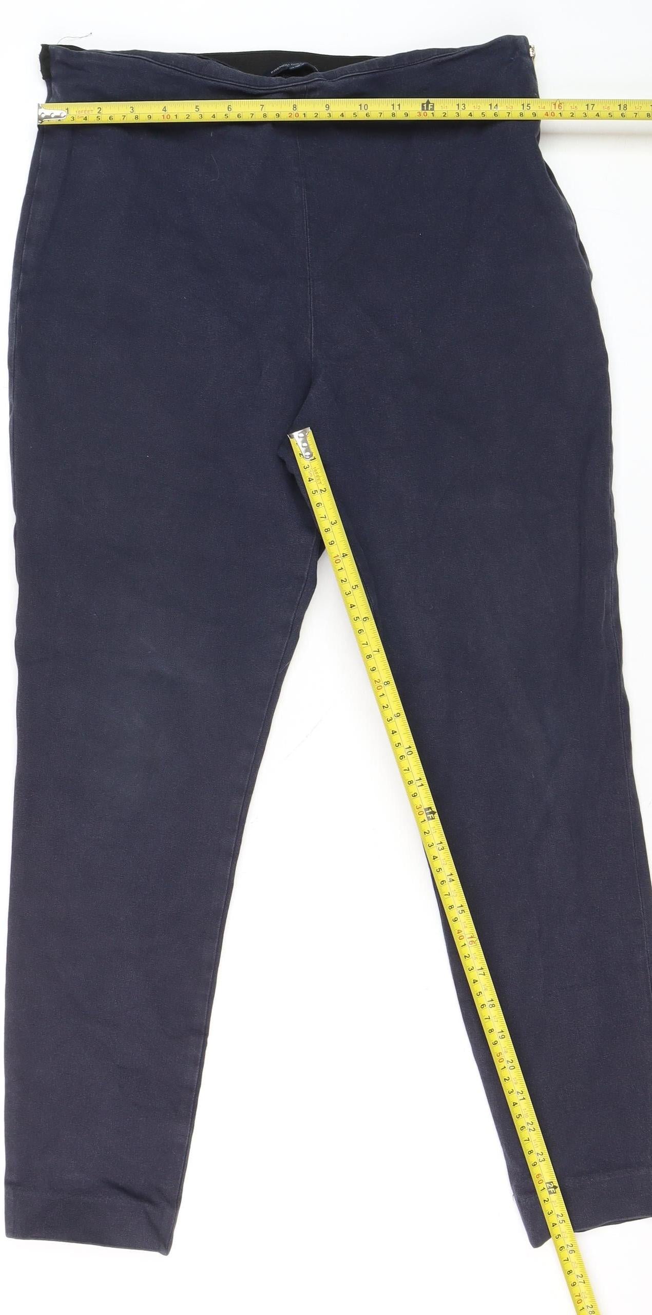 French Connection Women’s Blue Stretch High Rise Zip Leggings Size 12