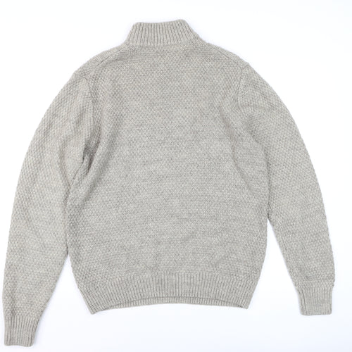 Next Men’s Beige Cable-Knit Roll Neck Jumper Size M