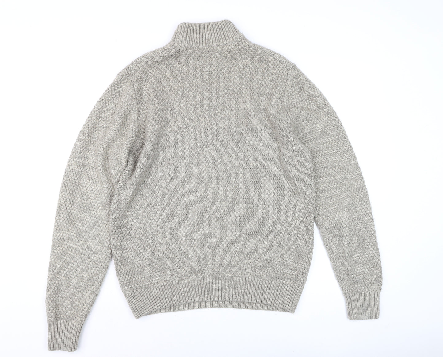 Next Men’s Beige Cable-Knit Roll Neck Jumper Size M