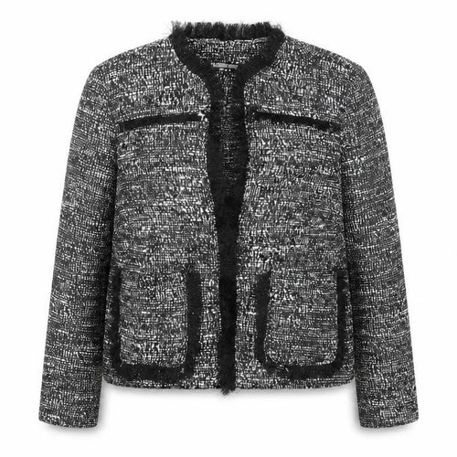 Fashion Union Women's Black Tweed Cropped Blazer Jacket Size 8