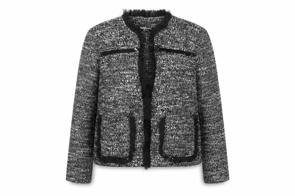 Fashion Union Women's Black Tweed Cropped Blazer Jacket Size 8