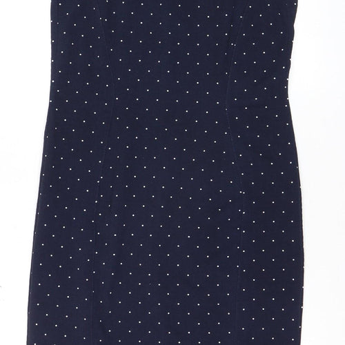 H&M Women’s Blue Polka Dot Sleeveless Sheath Dress Size 12