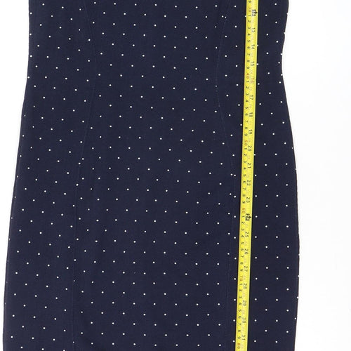 H&M Women’s Blue Polka Dot Sleeveless Sheath Dress Size 12