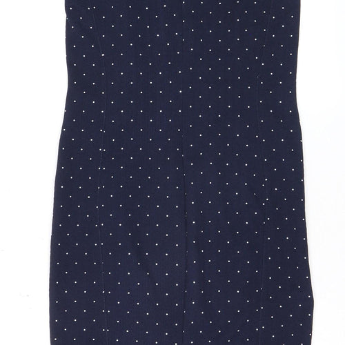 H&M Women’s Blue Polka Dot Sleeveless Sheath Dress Size 12