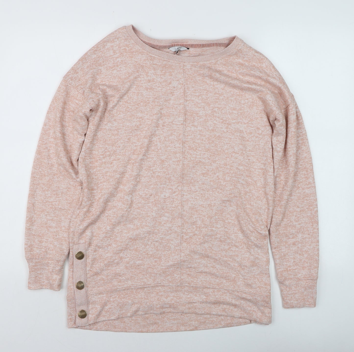 Next Women Beige Size 10 Knit Button Pullover Jumper