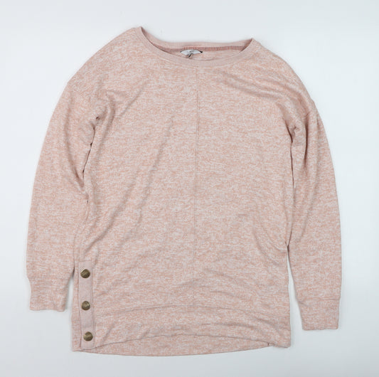 Next Women Beige Size 10 Knit Button Pullover Jumper