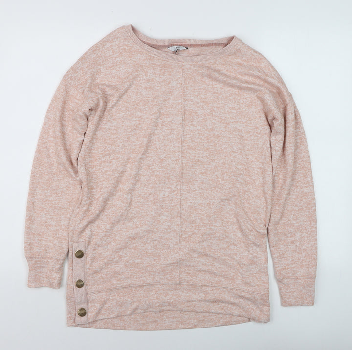 Next Women Beige Size 10 Knit Button Pullover Jumper