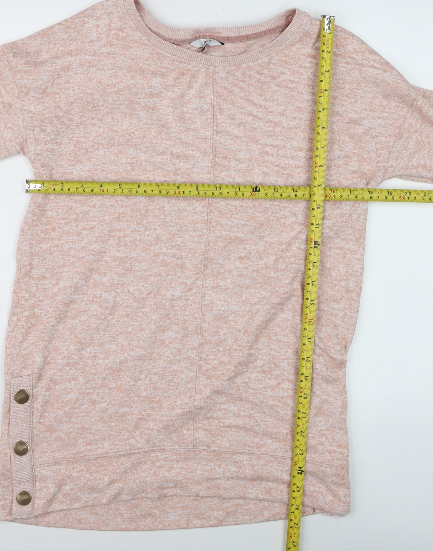 Next Women Beige Size 10 Knit Button Pullover Jumper