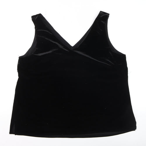 Wallis Women's Black Velvet V-Neck Camisole Tank Top Size 20
