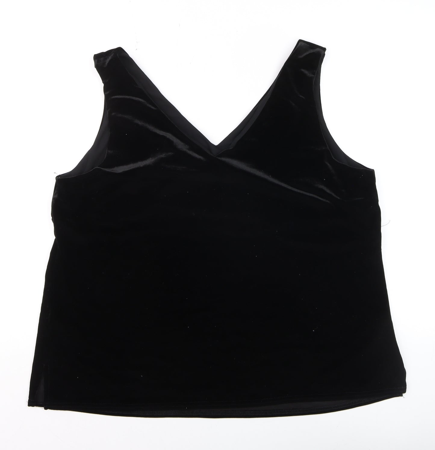 Wallis Women's Black Velvet V-Neck Camisole Tank Top Size 20