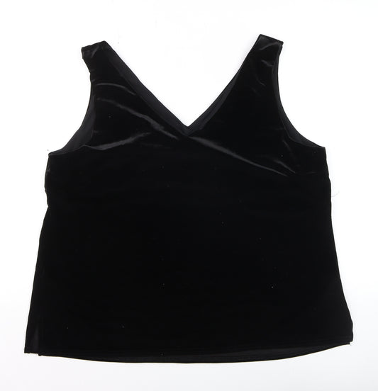 Wallis Women's Black Velvet V-Neck Camisole Tank Top Size 20