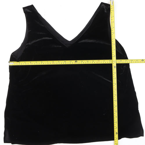 Wallis Women's Black Velvet V-Neck Camisole Tank Top Size 20