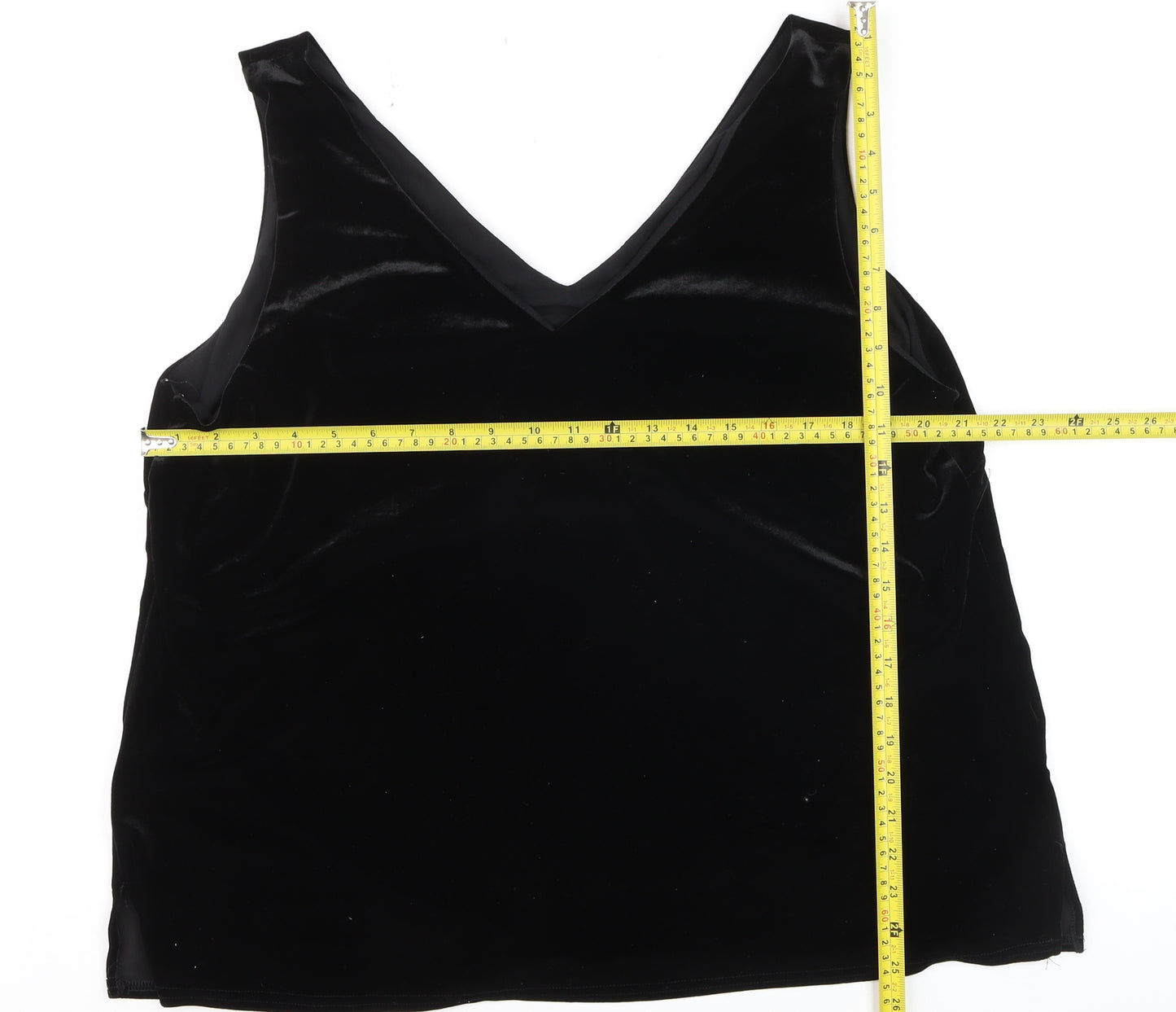 Wallis Women's Black Velvet V-Neck Camisole Tank Top Size 20
