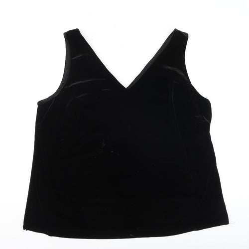 Wallis Women's Black Velvet V-Neck Camisole Tank Top Size 20