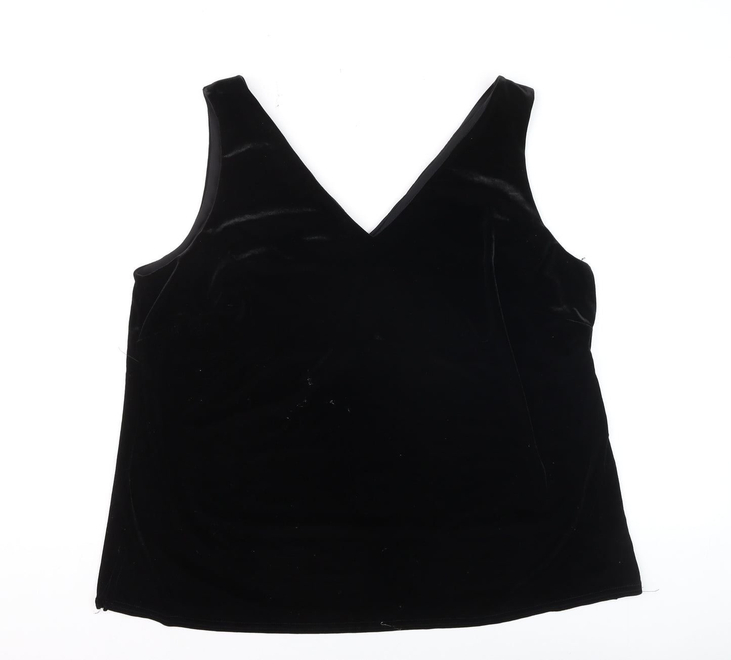 Wallis Women's Black Velvet V-Neck Camisole Tank Top Size 20