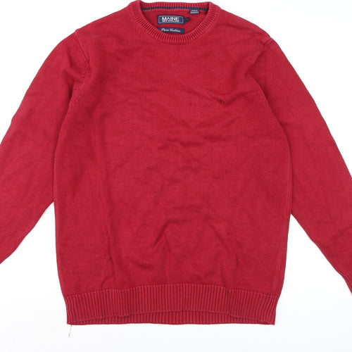 Maine New England Men's Red Cotton Crew Neck Jumper Size S