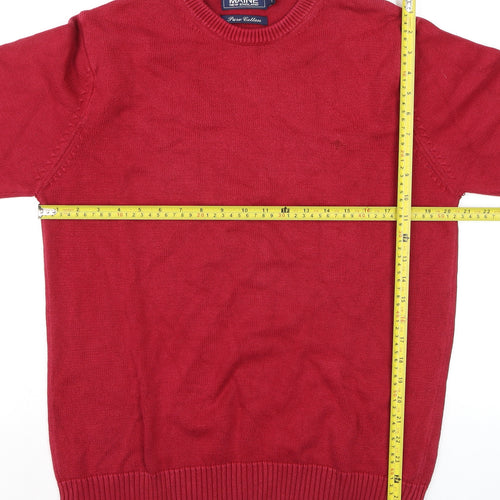 Maine New England Men's Red Cotton Crew Neck Jumper Size S