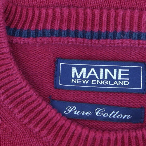 Maine New England Men's Red Cotton Crew Neck Jumper Size S