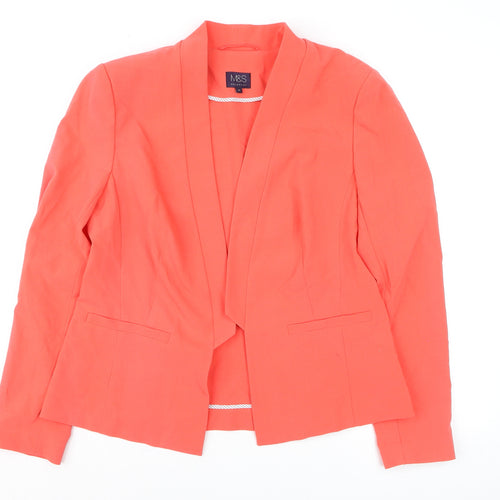 Marks and Spencer Women Orange Blazer Size 14 Regular Lightweight Jacket