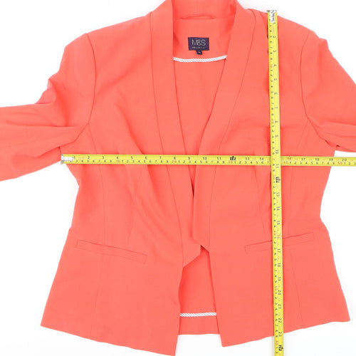 Marks and Spencer Women Orange Blazer Size 14 Regular Lightweight Jacket