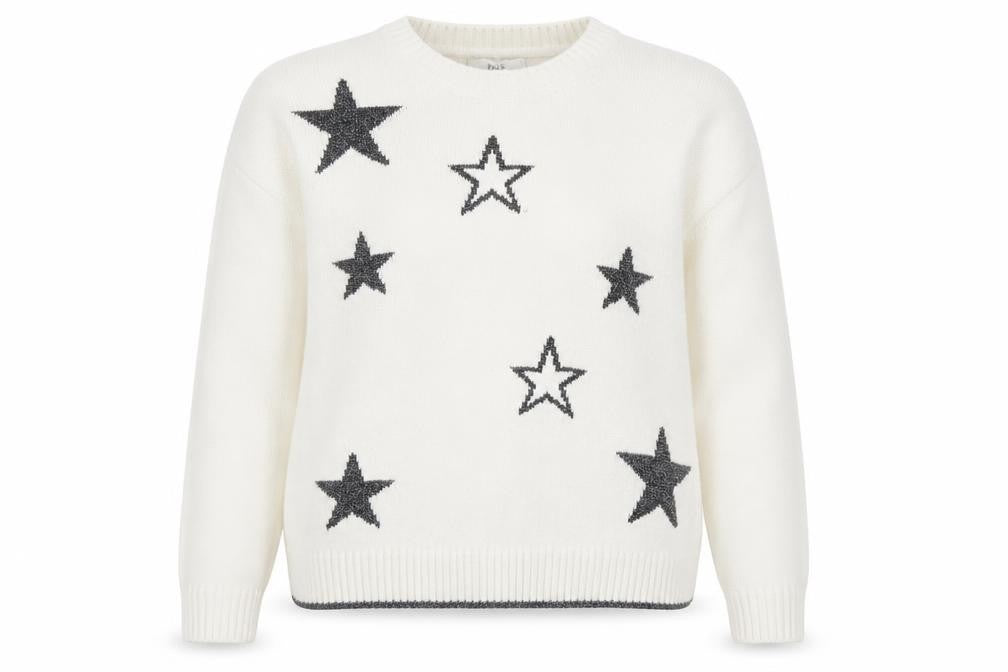 Marks and Spencer Women Ivory Star Knit Jumper Size L Crew Neck