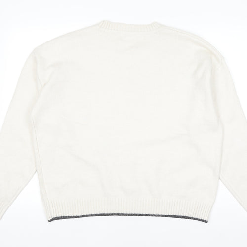 Marks and Spencer Women Ivory Star Knit Jumper Size L Crew Neck