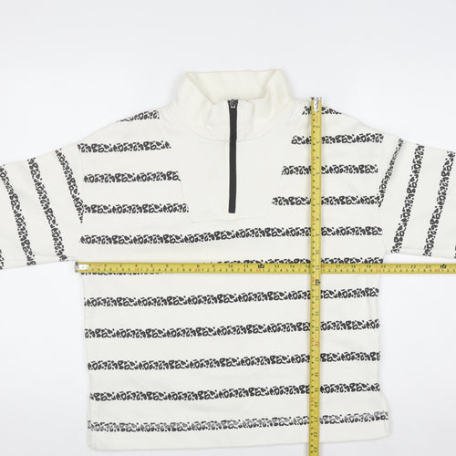 Tu Woman White & Black Striped 1/4 Zip Pullover Sweatshirt Size S