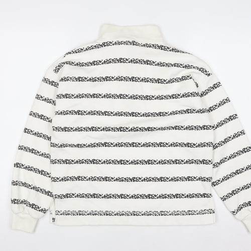 Tu Woman White & Black Striped 1/4 Zip Pullover Sweatshirt Size S