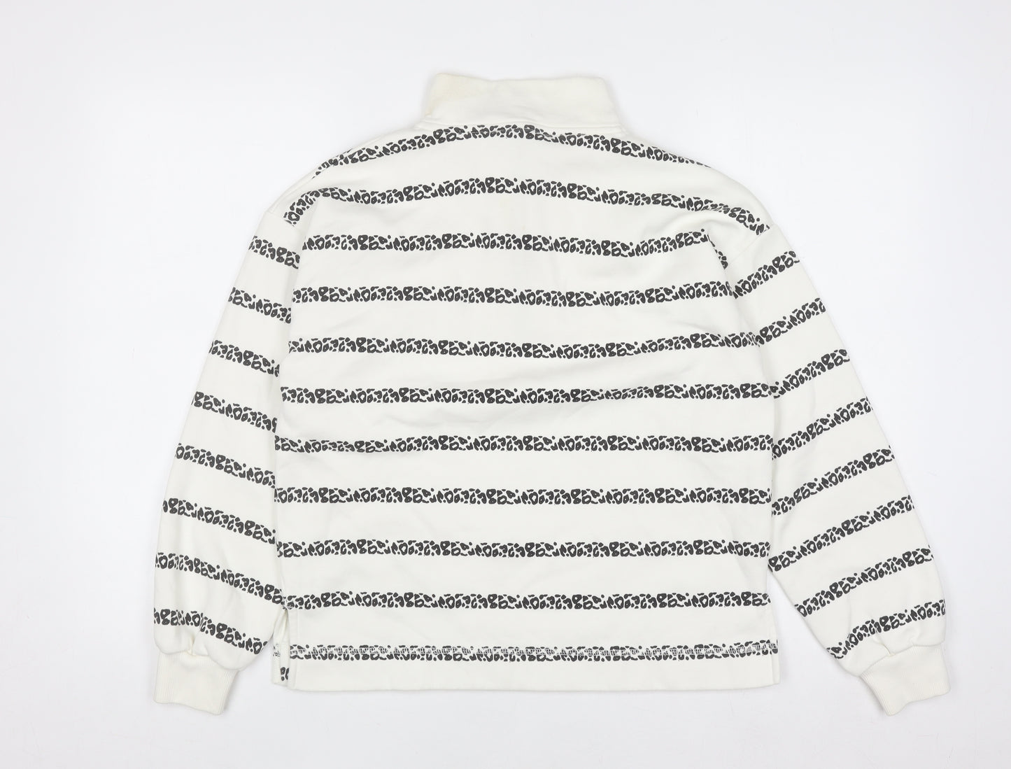 Tu Woman White & Black Striped 1/4 Zip Pullover Sweatshirt Size S
