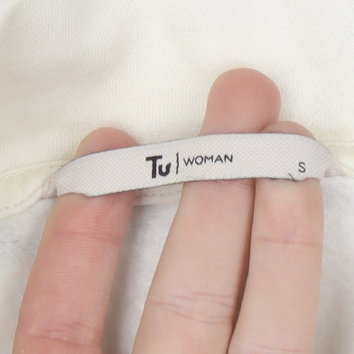 Tu Woman White & Black Striped 1/4 Zip Pullover Sweatshirt Size S