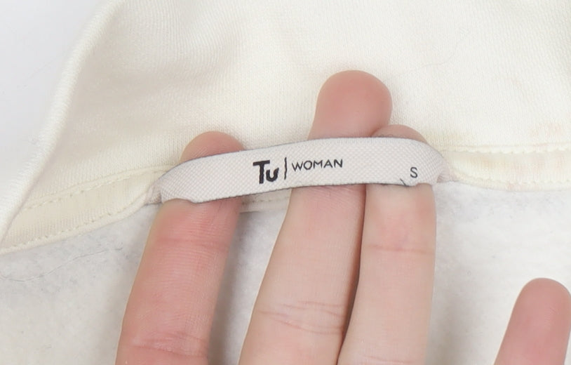 Tu Woman White & Black Striped 1/4 Zip Pullover Sweatshirt Size S