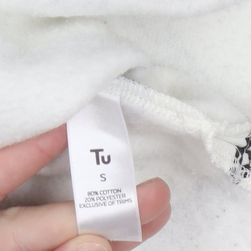 Tu Woman White & Black Striped 1/4 Zip Pullover Sweatshirt Size S