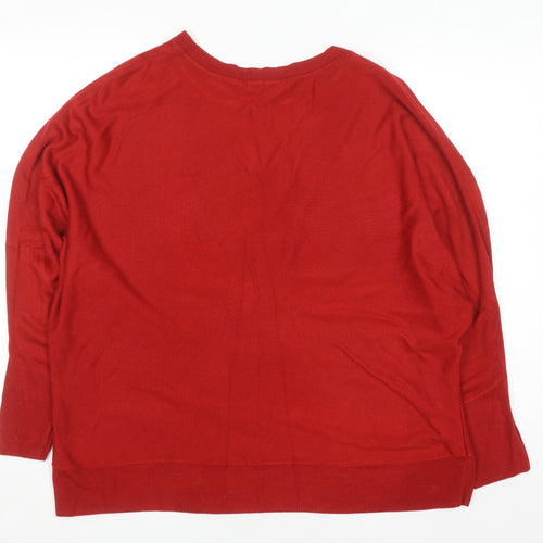 Marks and Spencer Women Red Size 20 Acrylic Crew Neck Jumper
