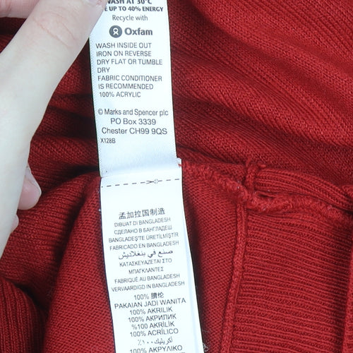Marks and Spencer Women Red Size 20 Acrylic Crew Neck Jumper