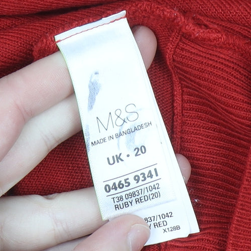 Marks and Spencer Women Red Size 20 Acrylic Crew Neck Jumper